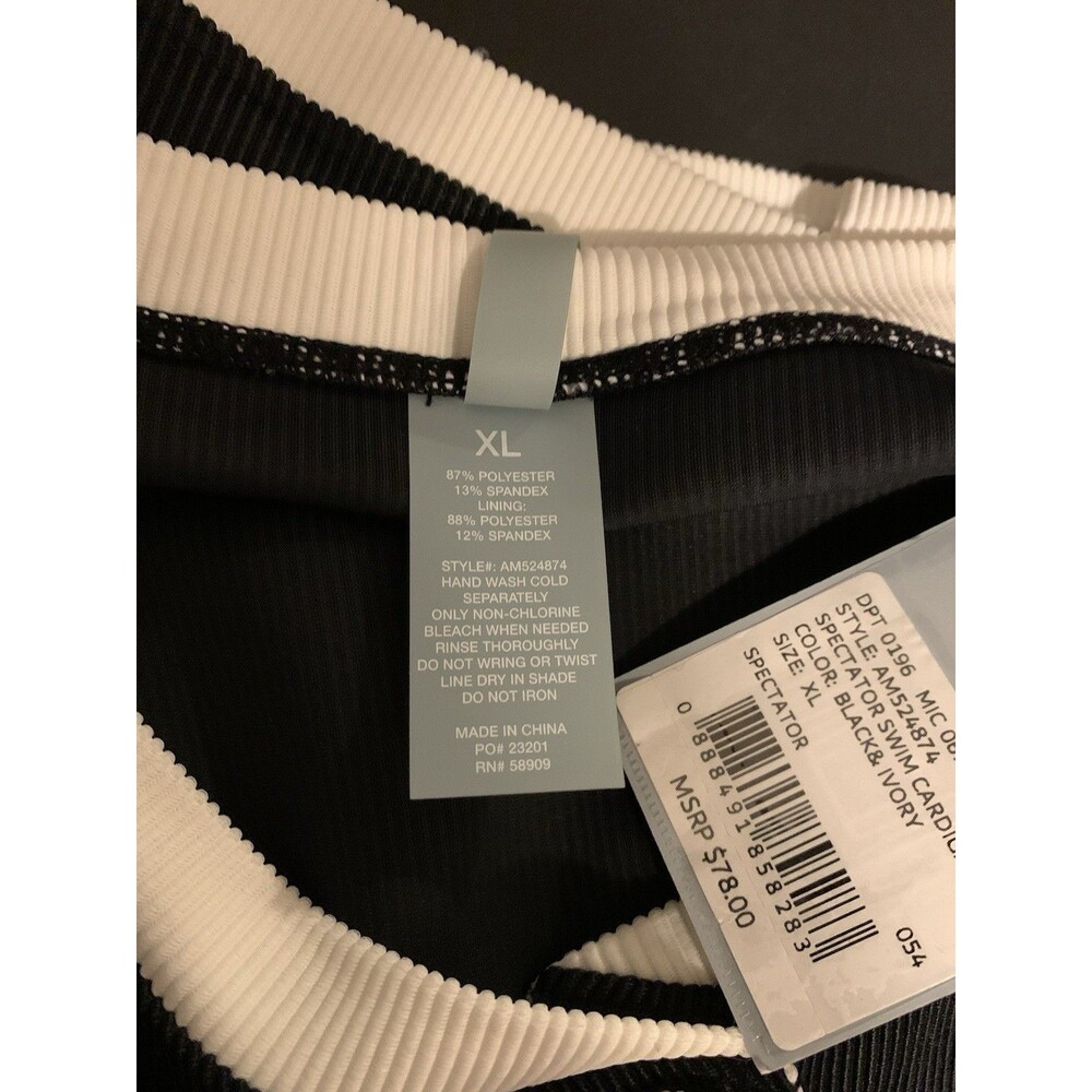 Antonio Melani Womens Size XL Swim Top Cardigan Spectator Black Ivory Modest NWT - Picture 4 of 6